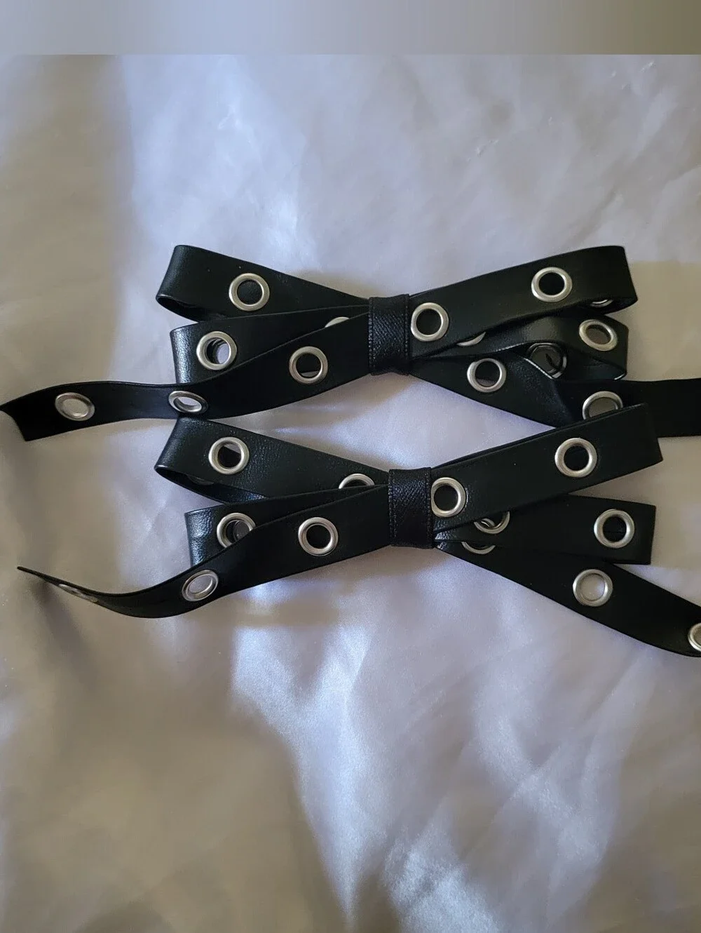 Black Grommet Bow Hair Clips - 2 Pack